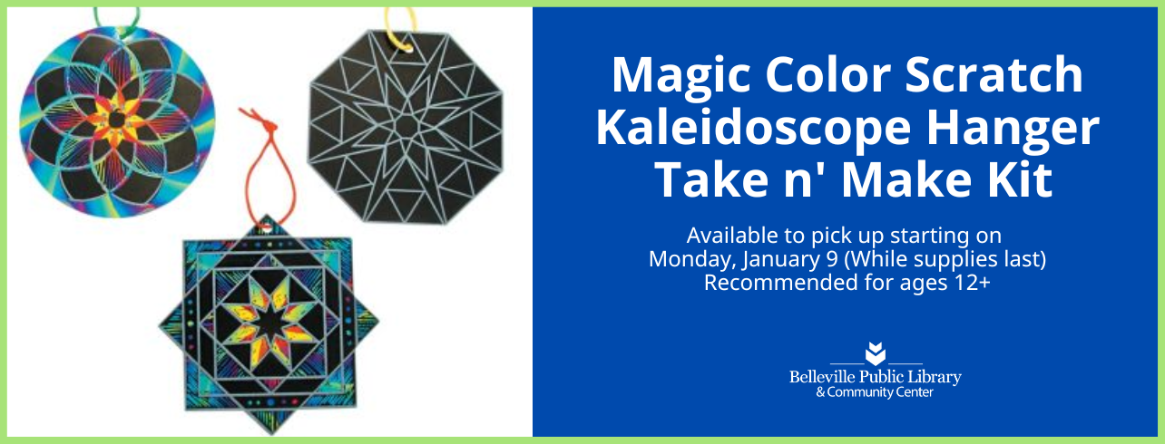 Magic Color Scratch Kaleidoscope Take n' Make Kits are available to pick up starting on Monday, January 9