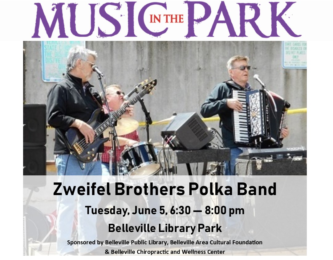 Zweifel Brothers Polk Band, Tuesday, June 5, 6:30 pm in Library Park